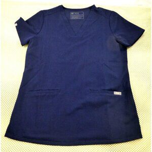 Figs Technical Collection Navy Blue Scrub Top XS V-Neck With Pockets Soft & Stre